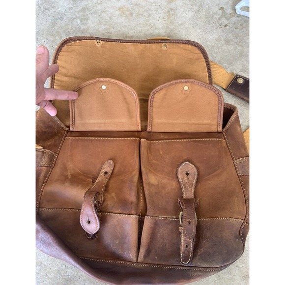 TIMBERLAND Military Style Heavy Leather Briefcase / Messenger Bag Vintage OG - Picture 4 of 10